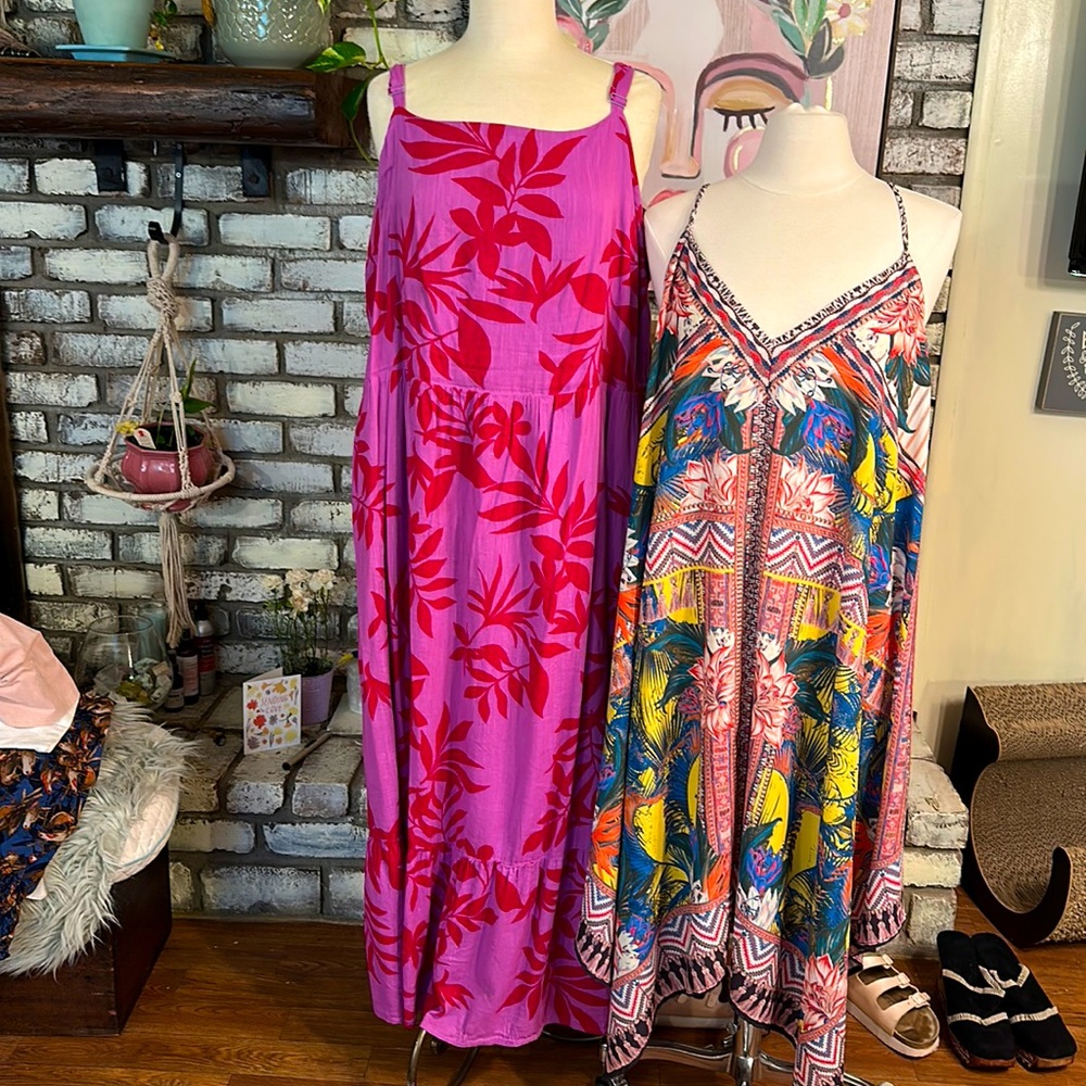 Two 3x dresses one anthropologie one old navy